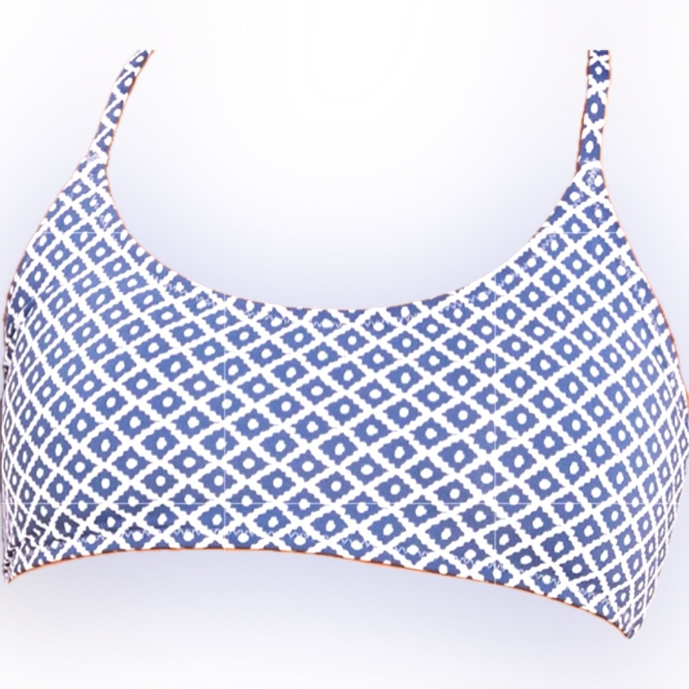 VINEYARD VINES CAPE GEO BIKINI TOP SWIM SZ: S WHITE CAP NAVY BEACH POOL SUN TAN